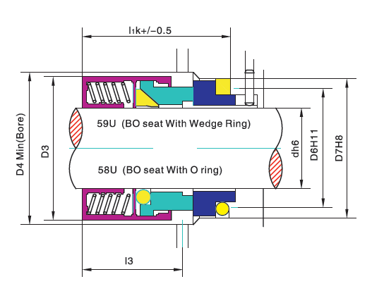 John Crane Type 58U/59U Multi Spring Mechanical Seal Rubber Pump Seal 